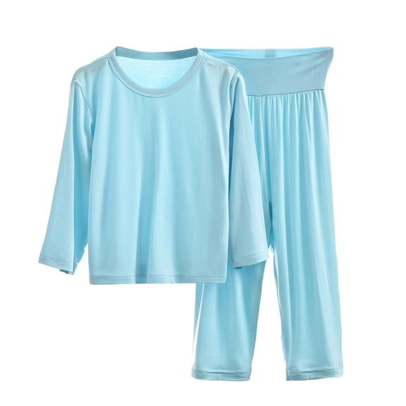 DXOUPM Clothes for Girls Loose Outfits Baby Girl Clothes Children's Pajama Set Children's Pajama High Waist Belly Cool and High Elasticity Set Mint Green 140