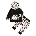 thumbnail image 1 of DXOUPM Clothes for Kids Kids Girls Leopard Clothes Long Sleeve Sweatshirt Hoodie Sweatshirt Baby Elastic Pants 2Pcs Fall Winter Outfits Set Black 90, 1 of 4