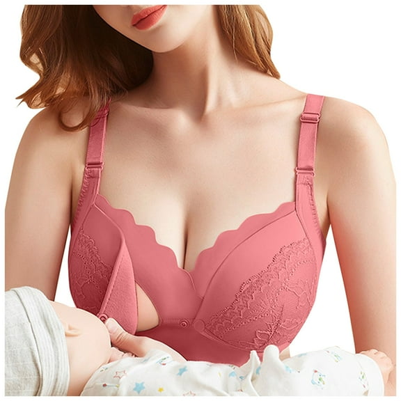 DXOUPM Cotton Bras for Women No Underwire Seamless Bralettes for Women Nursing Bras for Breastfeeding Soft Support Everyday T Shirt Bras Watermelon Red 90B