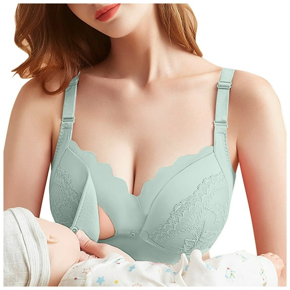 DXOUPM Cotton Bras for Women No Underwire Seamless Bralettes for Women Nursing Bras for Breastfeeding Soft Support Everyday T Shirt Bras Green 80A