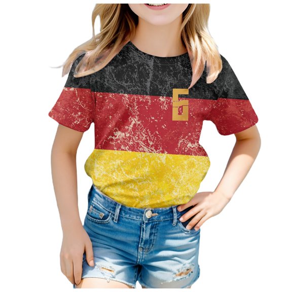 DXOUPM Fall Shirts for Girls Girls Short Sleeve Tee Summer Crewneck T Shirt Casual Fit Basic Shirts Kids T Shirts Cotton Tshirts Basic Tees Girls Summer Tops T-Shirts Coffee 120