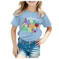 thumbnail image 1 of DXOUPM Girls Fall Tops Girls Short Sleeve Tee Summer Crewneck T Shirt Casual Fit Basic Shirts Kids T Shirts Cotton Tshirts Basic Tees Girls Summer Tops T-Shirts Light Blue 130, 1 of 3