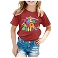 thumbnail image 1 of DXOUPM Girls Fall Tops Girls Short Sleeve Tee Summer Crewneck T Shirt Casual Fit Basic Shirts Kids T Shirts Cotton Tshirts Basic Tees Girls Summer Tops T-Shirts Red 110, 1 of 3