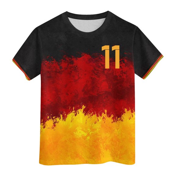 DXOUPM Girls Shirt Girls Tops Germany Fans Print T Shirt Kids T Shirts Cotton Tshirts Basic Tees Girls Summer Tops T-Shirts Beige 140
