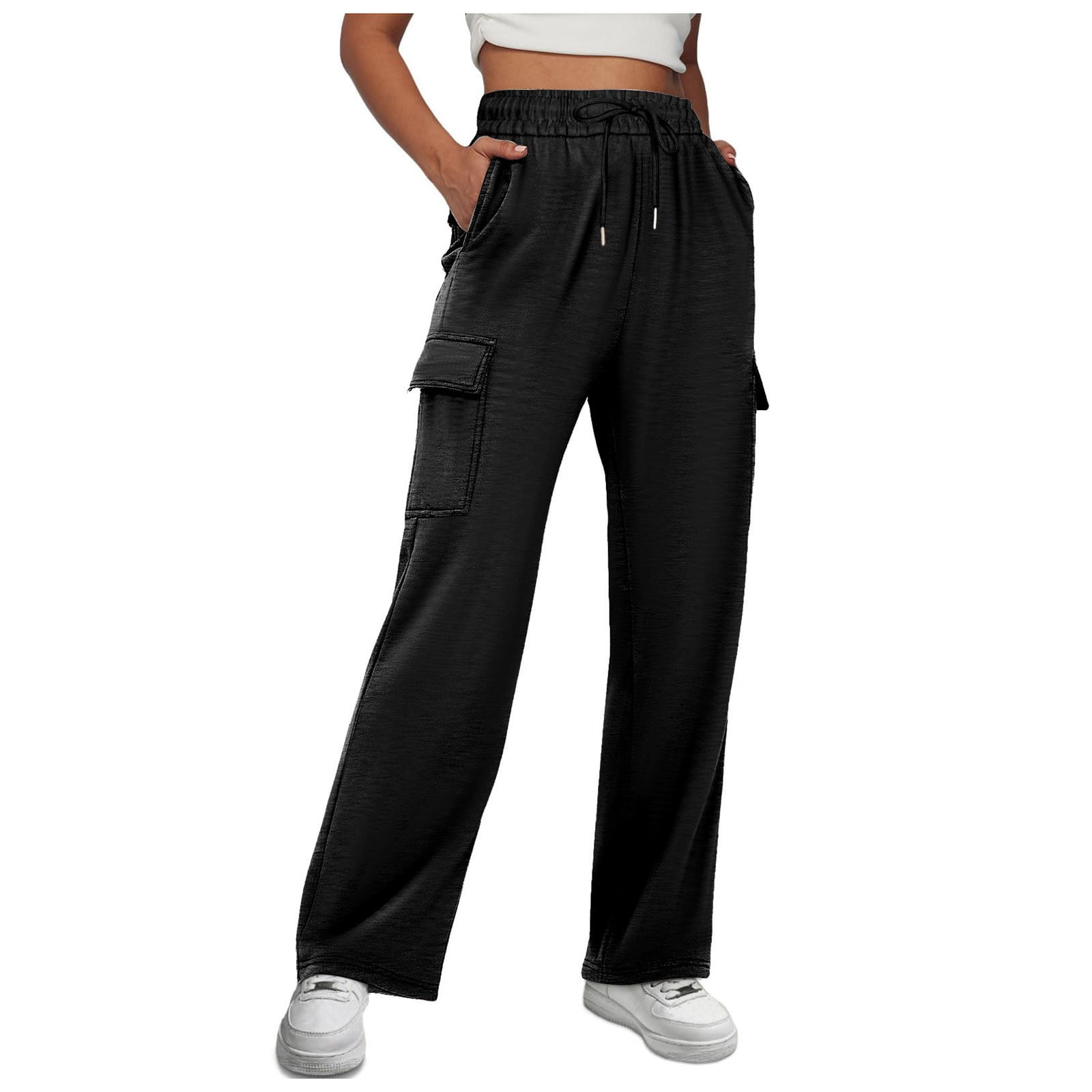 DXOUPM Joggers for Women Women's High Waisted Cargo Sweatpants Cotton