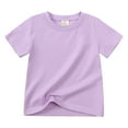 thumbnail image 1 of DXOUPM Kids Shirts Children's T Shirt Solid Color Short Sleeved Bottoming Shirt Boys and Girls Outside Cotton T Shirt Round Neck T Shirts Tops Purple 150, 1 of 3