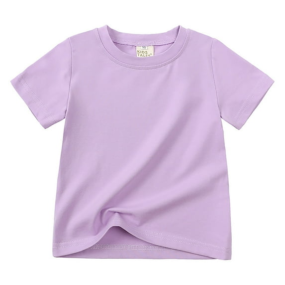 DXOUPM Kids Shirts Children's T Shirt Solid Color Short Sleeved Bottoming Shirt Boys and Girls Outside Cotton T Shirt Round Neck T Shirts Tops Purple 150
