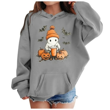 DXOUPM Kids Sweaters Girl Halloween Sweatshirt Casual Girl Hoodie Pullover Hoodie Sweatshirt Hoodie Suitable for Girls 6 and 14 Kids Hoodie Grey 150