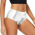 thumbnail image 1 of DXOUPM Legging Shorts for Women Women's High Waisted Metallic Booty Shorts Rave Bottoms for Dancing Hot Pants Clubwear Silver L, 1 of 6