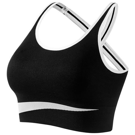 DXOUPM Strappy Sports Bra for Women Crisscross Back Yoga Bras Padded Workout Tank Tops Medium Support Gym Top Black M