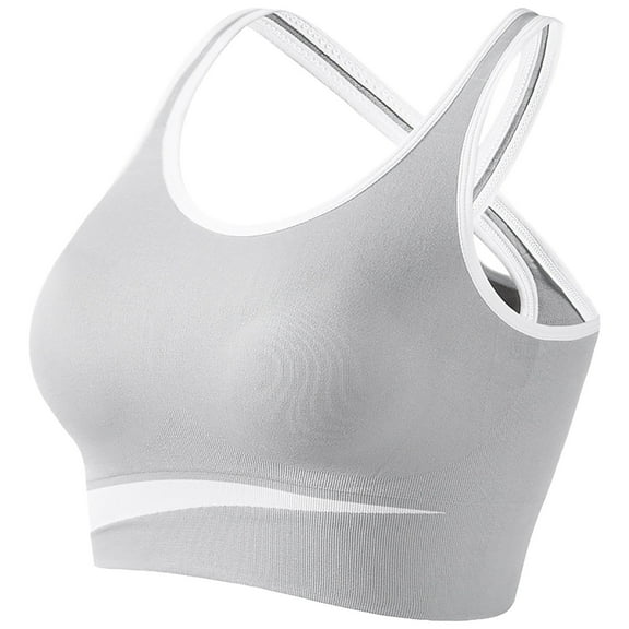 DXOUPM Strappy Sports Bra for Women Crisscross Back Yoga Bras Padded Workout Tank Tops Medium Support Gym Top Grey M