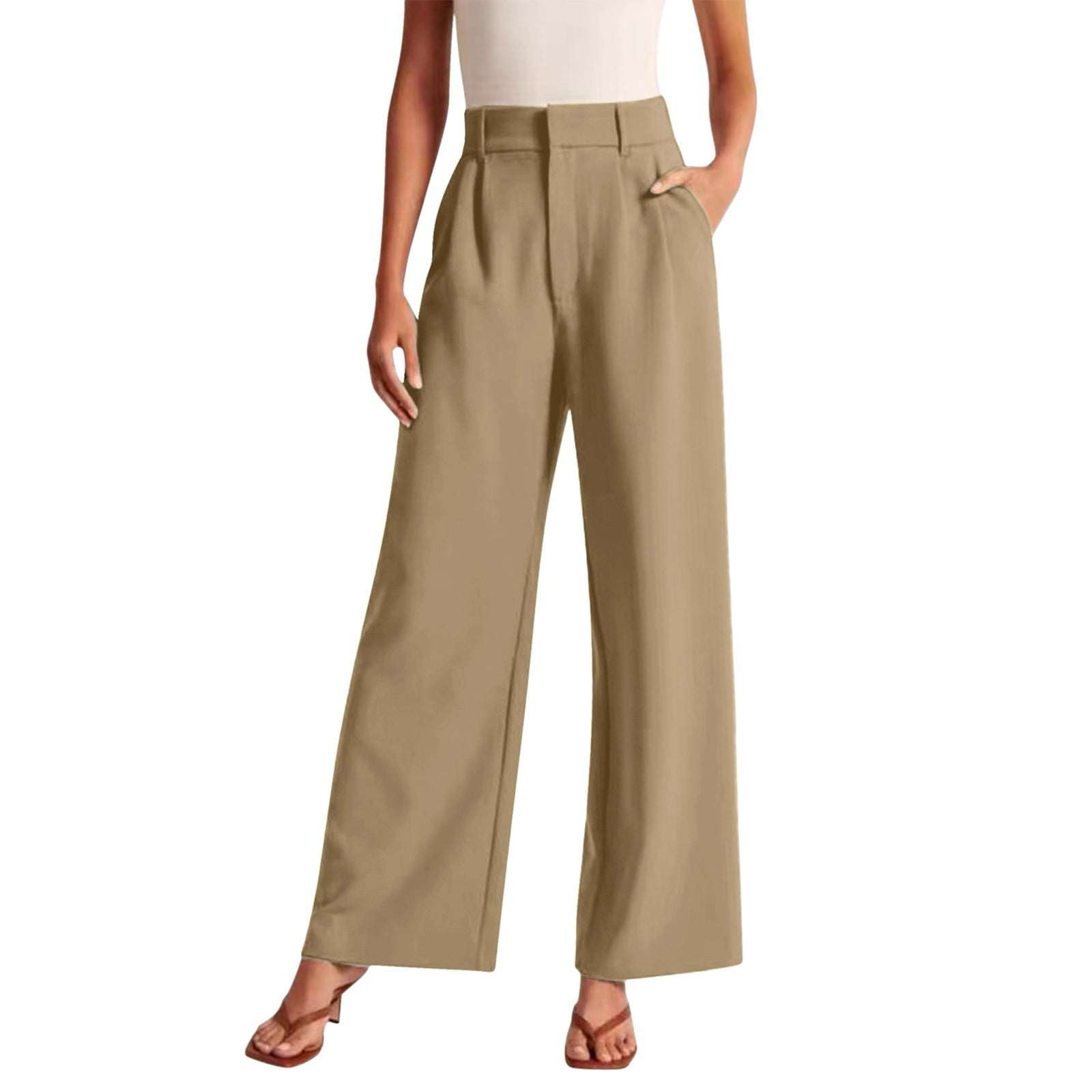 DXOUPM Vacation Clothes Women's Wide Leg Pants High Elastic Waisted