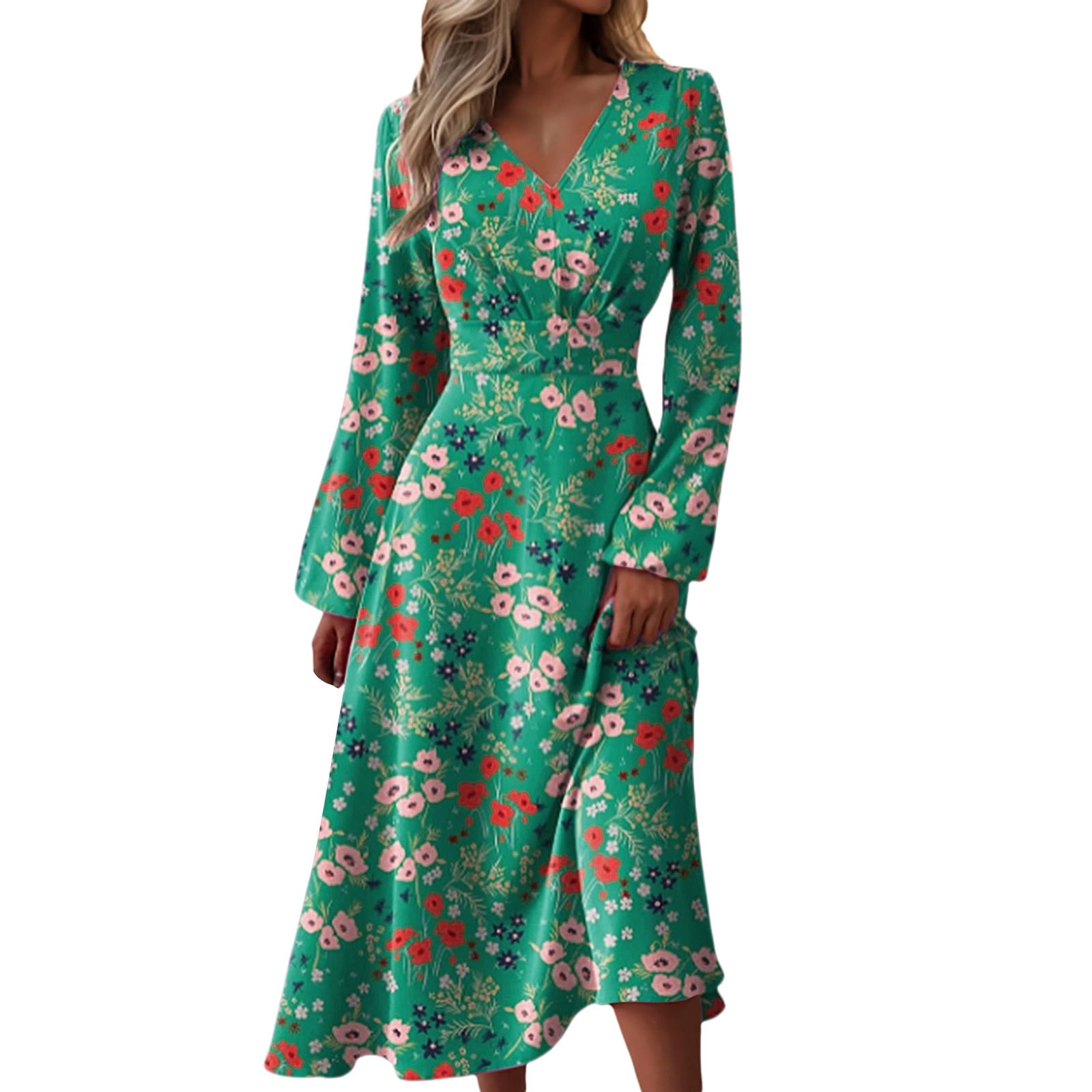 ZENNILO Women's Loose Fit Swing T-Shirt Dress With Pockets - Army Green, 5X, Casual Pull-On Dress - View #4