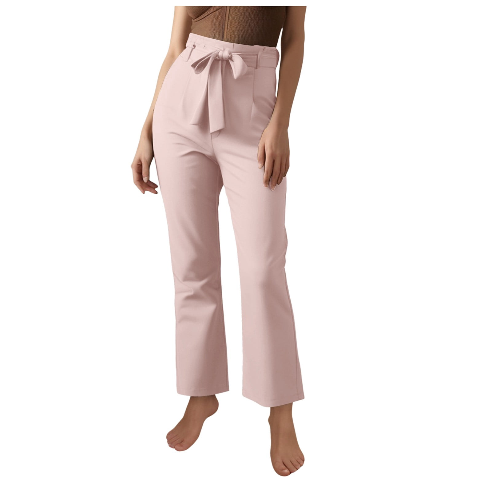 Women's Wide Leg Palazzo Pants - High Waisted Flowy Trousers With Belt & Pockets 1 thumbnail image