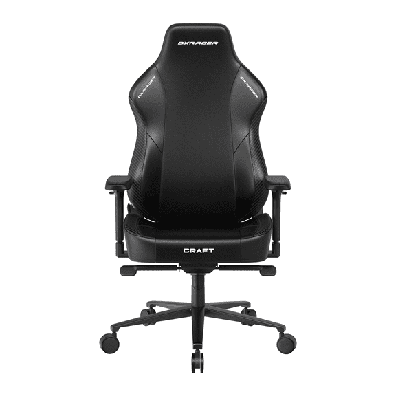 DXRacer Craft L Video Gaming Chair for Adults, Ergonomic Office Reclining Computer Chair with Magnetic Head Pillow and Lumbar Support, Racing Style Height Adjustable (PU Leather, Black)