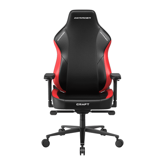DXRacer Craft L Video Gaming Chair for Adults, XL Ergonomic Office Reclining Computer Chair with Magnetic Head Pillow and Lumbar Support, Racing Style Height Adjustable (PU Leather, Black and Red)