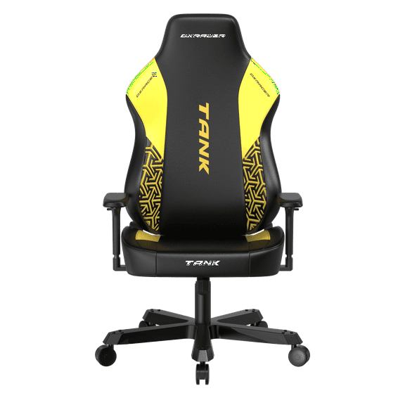 DXRacer Tank Series Gaming Chair for Adults, Ergonomic, EPU Leatherette, with Magnetic Head Rest and Lumbar Support, Black and Yellow