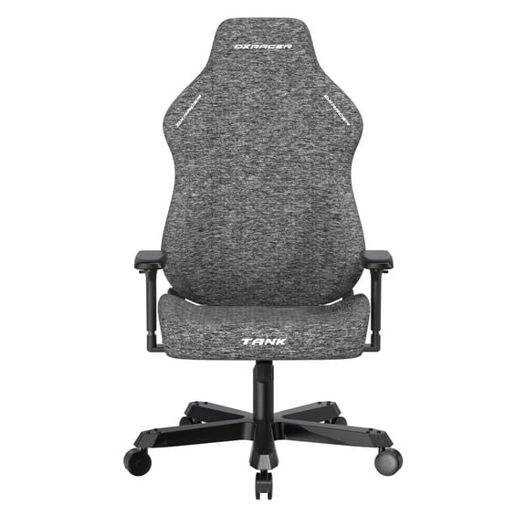 DXRacer Tank Series Egnomic Gaming Chair for Big and Tall, Heavy Duty, with Water Proof Fabric Upholstery, magnetic head rest and lumbar support, Gray
