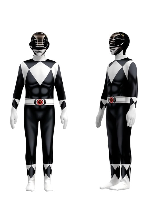 Rangers Costume, Halloween Ranger Jumpsuit Cosplay Party Costume, 3D Halloween Fancy Dress Up Outfit Birthday Gifts Black Size:130