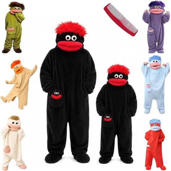 DXSCSE Silly Big Mouth Monster Jumpsuit Costume for Halloween Black Size: 10-11Y
