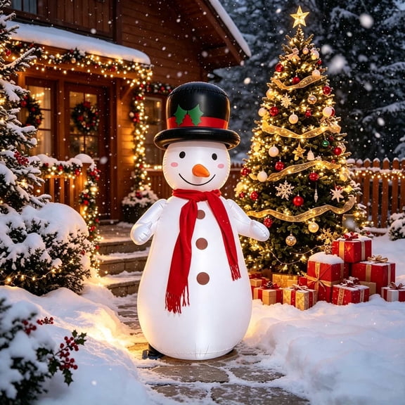 DXSSXC Inflatable Christmas Snowman Decoration 57 inch PVC Wobble Figure Glowing LED Light Up Prop for Indoor Outdoor Yard Party Festival Home Decor Gift White