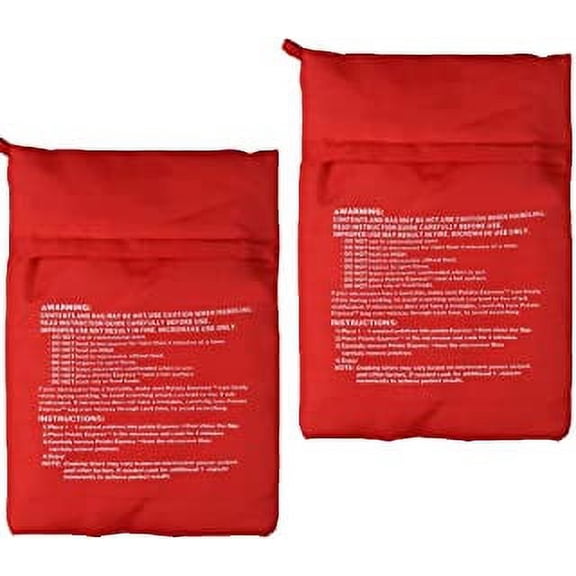 DXSTAR 2 pack Microwave Potato Bag, Reusable Microwave Cooking Bag Baking Bag Potato Bag, Red