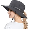 thumbnail image 1 of DXSTAR Women's Ponytail Sun Hat UV Protection Foldable Mesh Wide Brim Beach Fishing Hat , Grey, 1 of 7