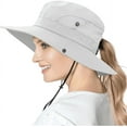 thumbnail image 1 of DXSTAR Women's Ponytail Sun Hat UV Protection Foldable Mesh Wide Brim Beach Fishing Hat , Pure Beige, 1 of 7