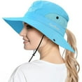 thumbnail image 1 of DXSTAR Women's Ponytail Sun Hat UV Protection Foldable Mesh Wide Brim Beach Fishing Hat, Pure Light Blue, 1 of 7