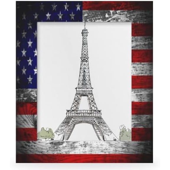 DXTKWL American Flag Picture Frames for 8 x 10 Photo, USA 4Th Of July Wood Wood Photo Frame with Stand Table Top Picture Frame for Wall Hanging Home Decoration Office Hotel Party