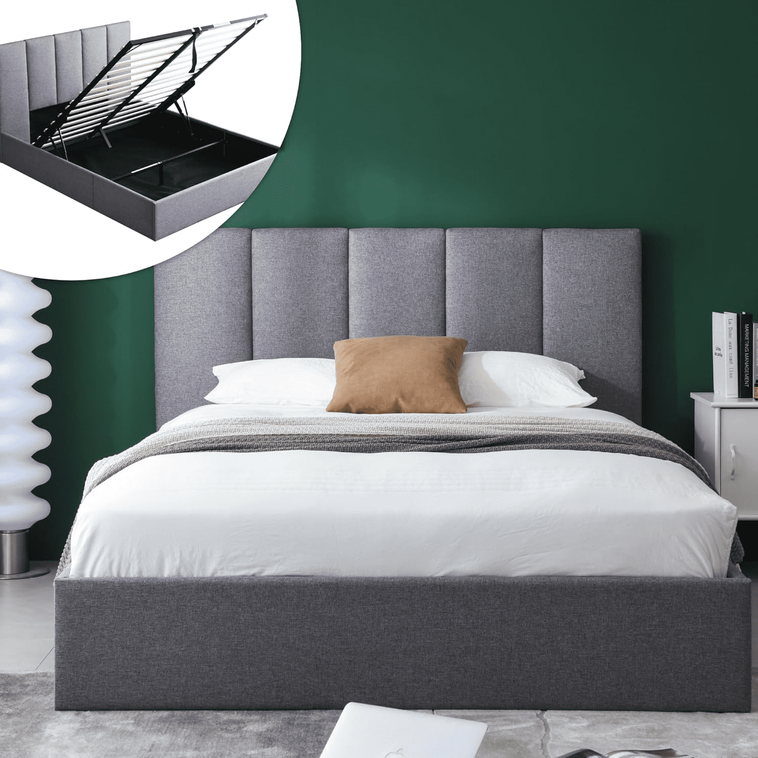 DXYJCNL Queen Lift Up Storage Bed Soft Upholstered Beds with Hydraulic ...