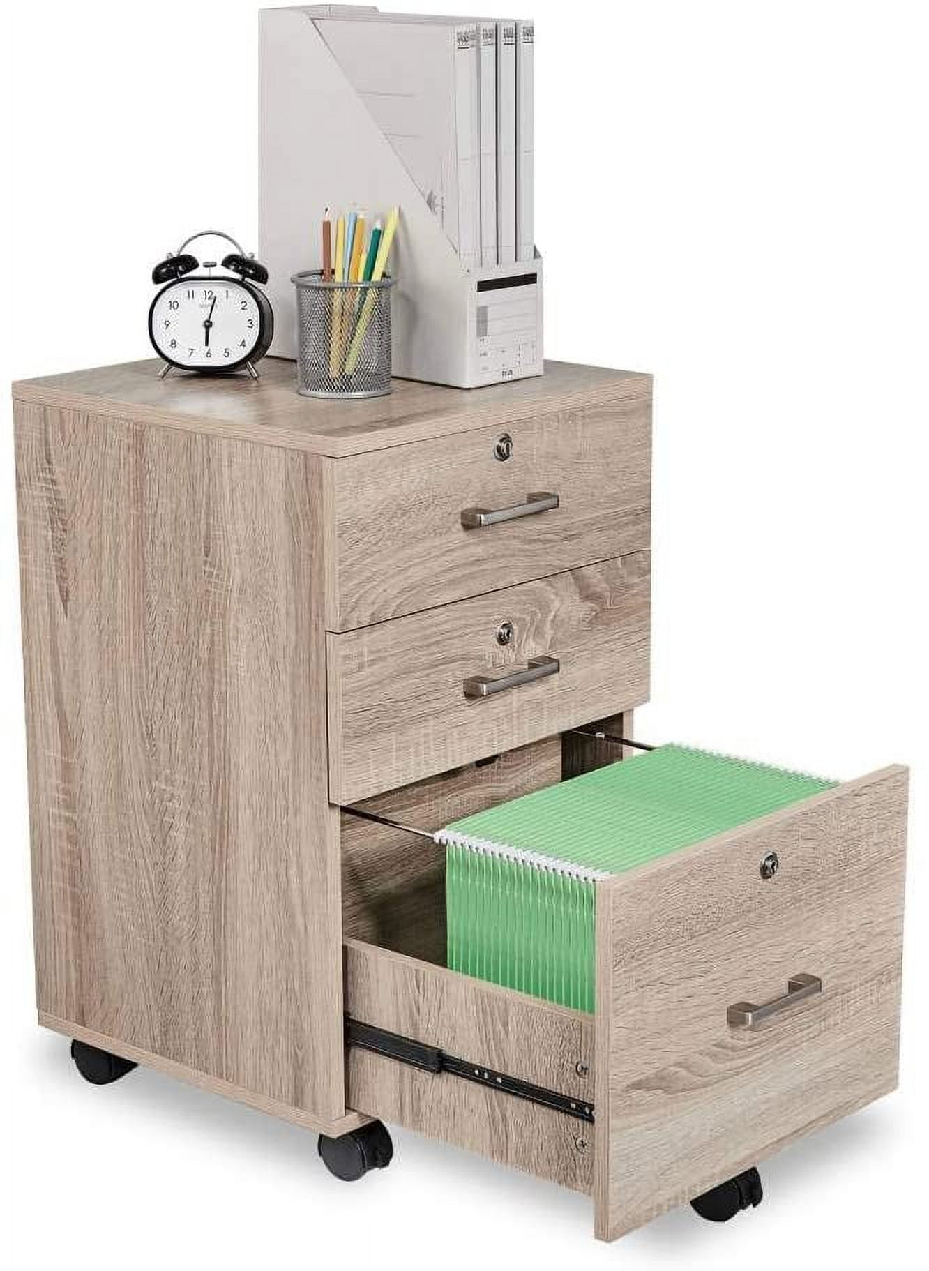 DXYKOPA 26"H 3 Drawer File Cabinet with Lock Rolling File Cabinet Under ...