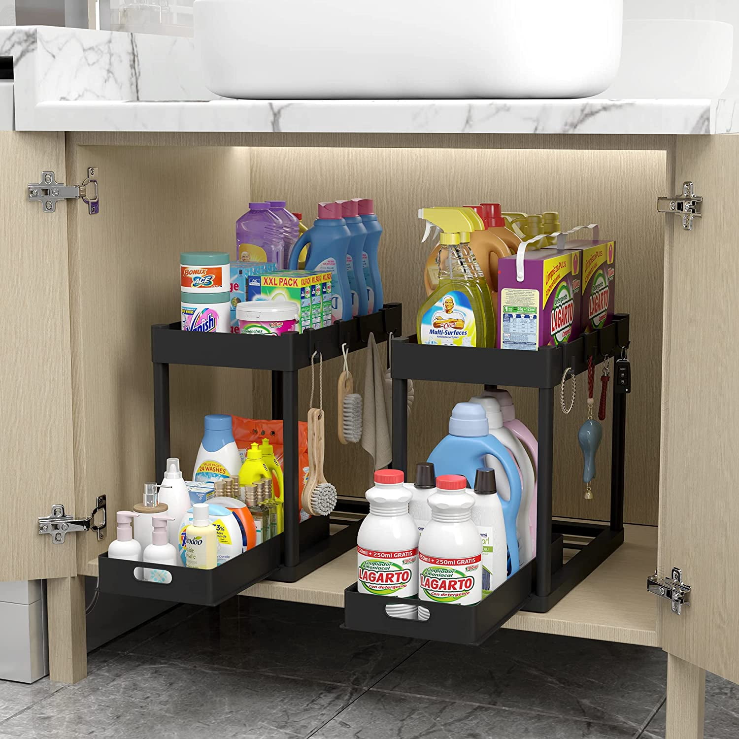 DXYKOPA 2pcs Under Sink Organizer Bathroom Storage Cabinet 2 tier ...