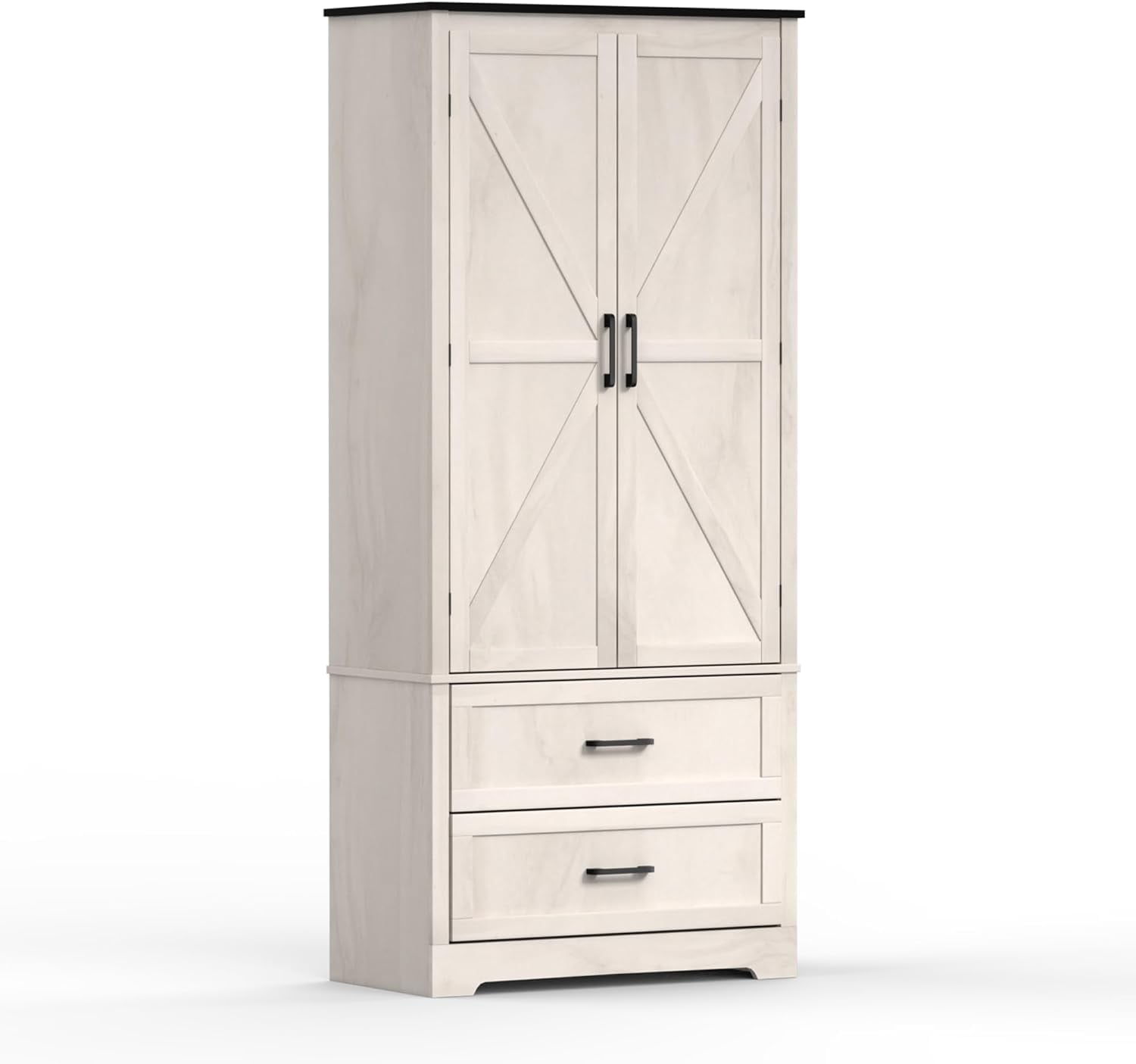 Tall Storage Cabinet With Doors & 3 Drawers - Freestanding Bathroom/Kitchen Organizer With Adjustable Shelves, White