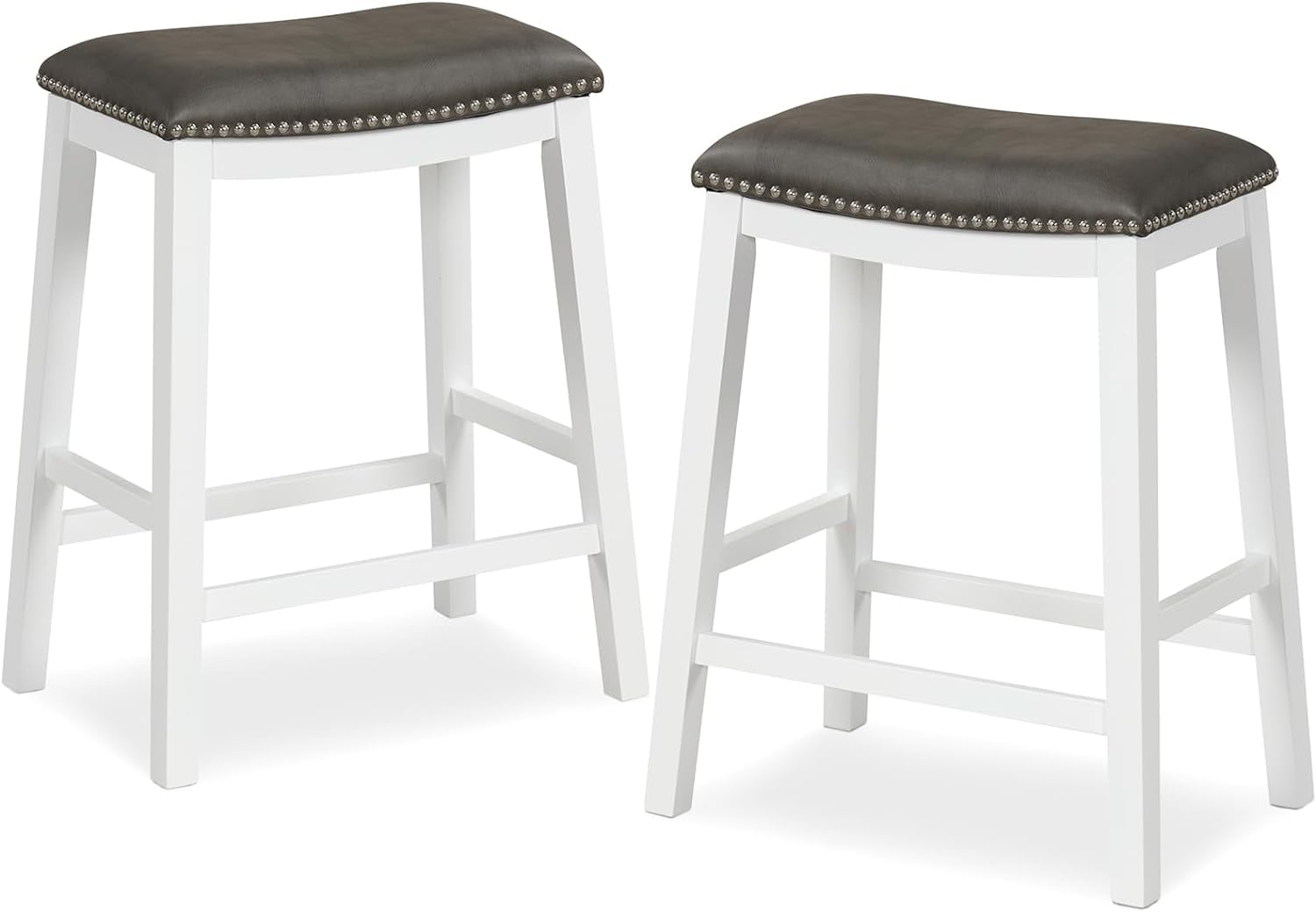 DXYKOPA Bar Stools 26 Inch Counter Height Saddle Stools Solid Wood Legs ...