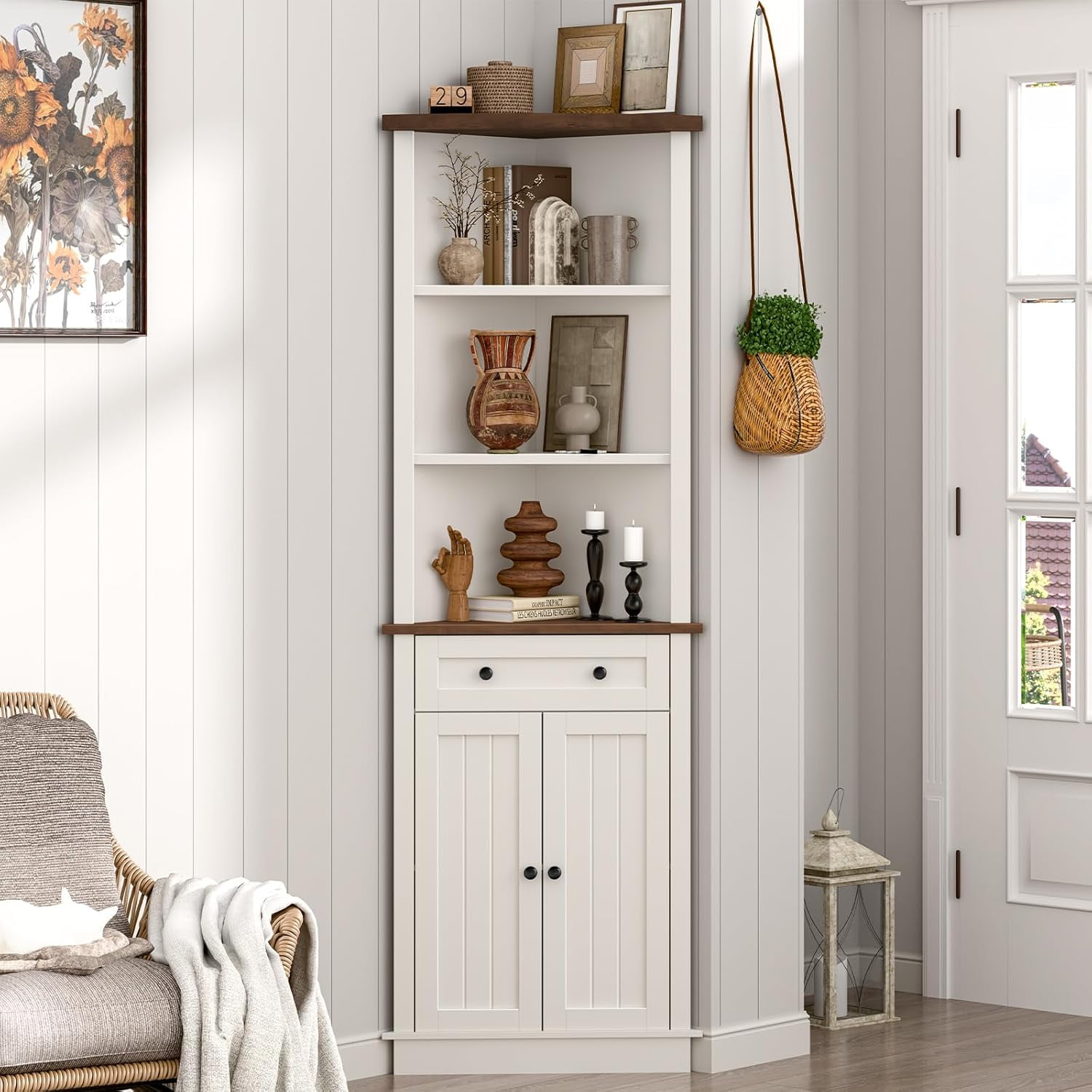 DXYKOPA Bathroom Storage Cabinet Farmhouse Bathroom Floor Cabinet with ...
