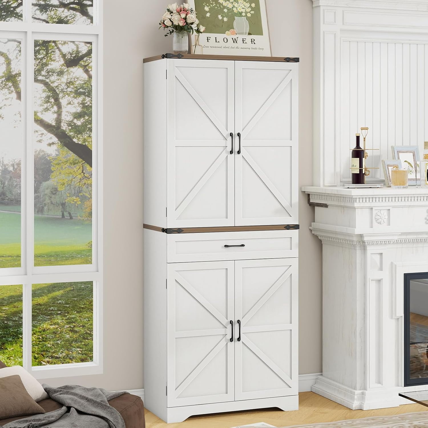 DXYKOPA Bathroom Storage Cabinet Farmhouse Bathroom Floor Cabinet with ...