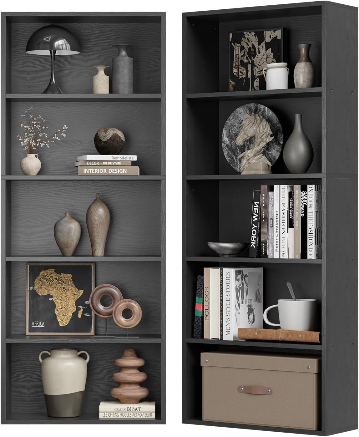 DXYKOPA Bookshelf 6-Tier Open Bookcase and Bookshelves Wooden Floor ...