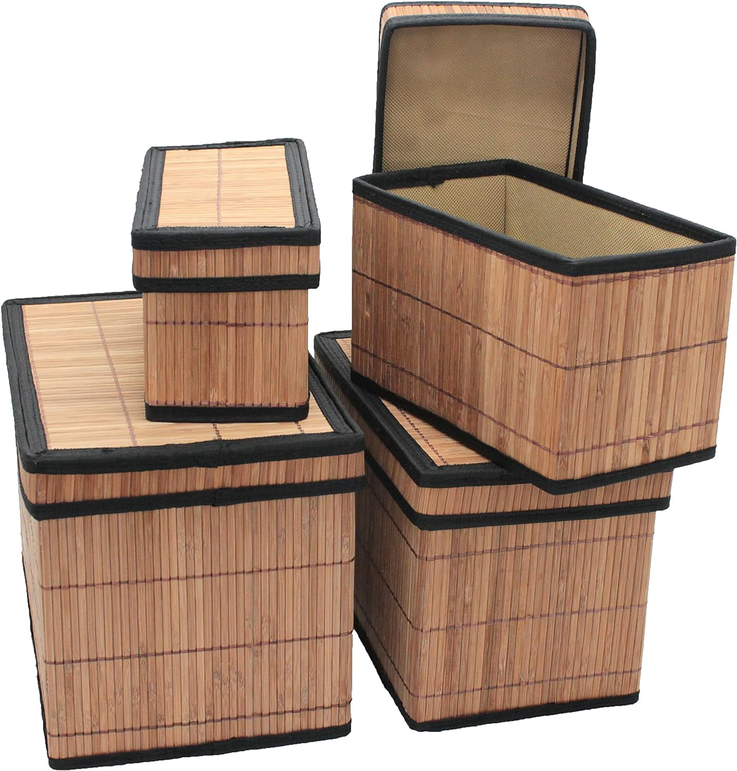 DXYKOPA Brown and Black Decorative Rectangular Low Profile Storage Box ...