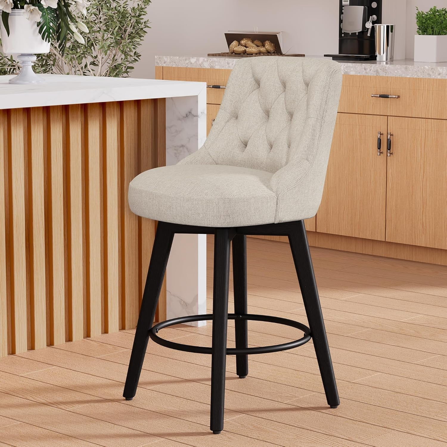 DXYKOPA Counter Height Bar Stools with Back 26\u201CH Upholstered ...