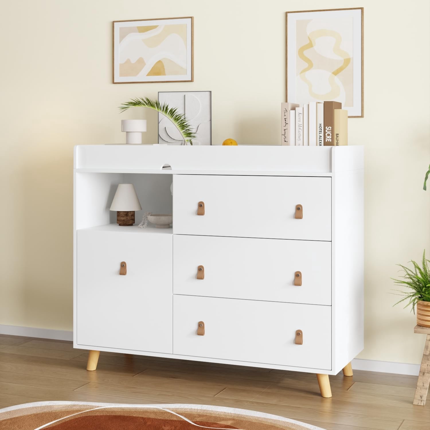 DXYKOPA Dresser with 4 Drawers Chest of Drawers with Open Shelf 4 ...