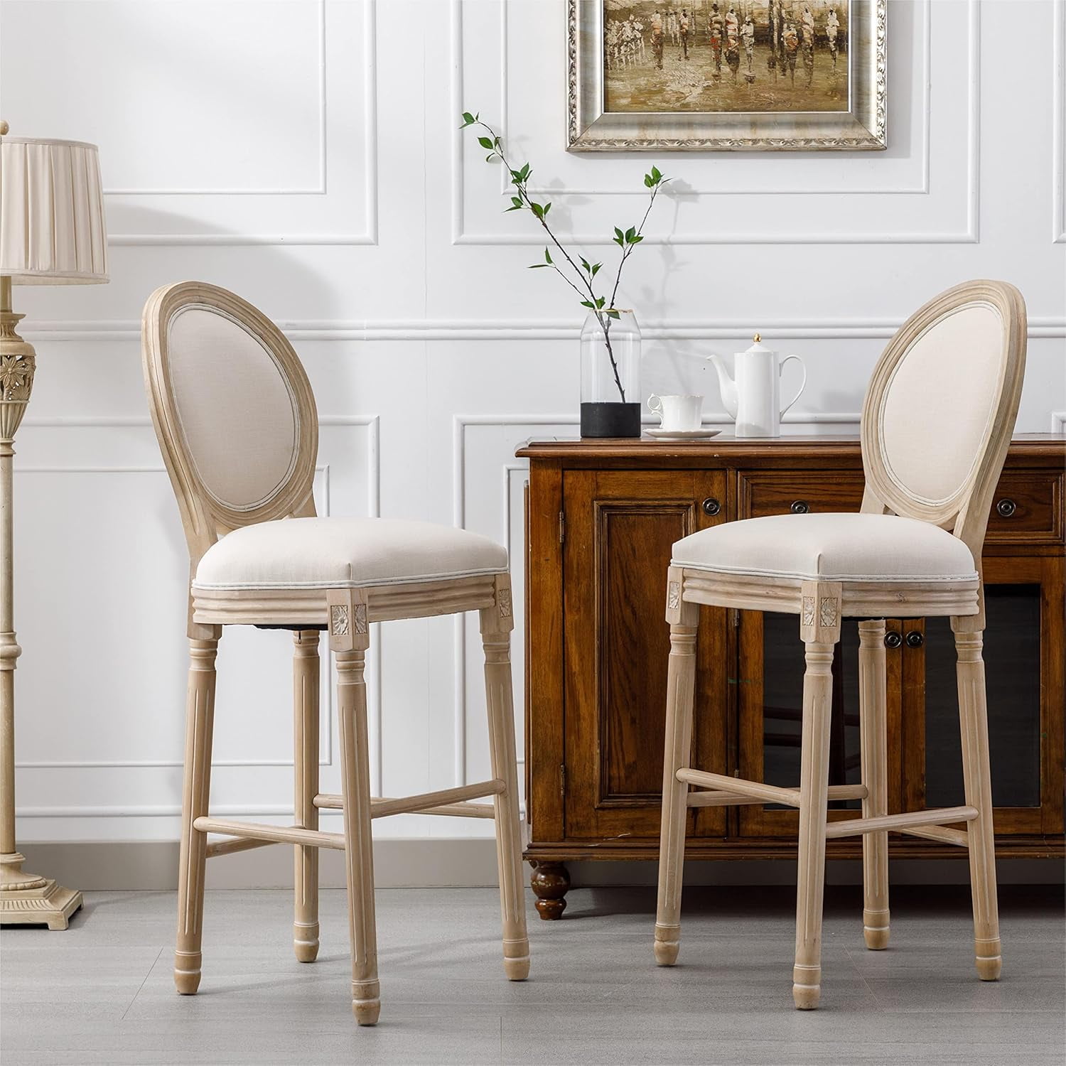 DXYKOPA Solid Wood Bar stools Classic French Country Wooden Barstools ...