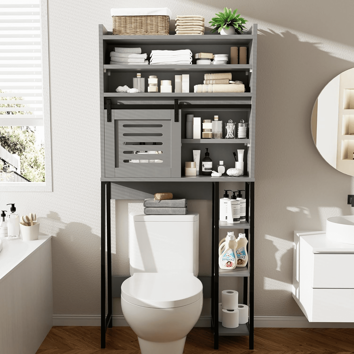 Bealife WC Kast Badkamer -Toiletrek Wit - Over-Het-Toilet Organizerrek