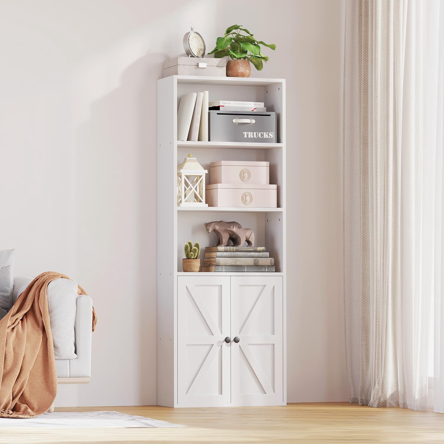 DXYNLZQ Bookshelf Bookcase with Doors 6 Tier 71