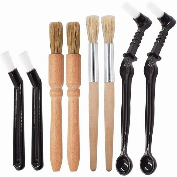DXary 5 Pieces Coffee Brush Set Professional Espresso Brush Kit Include Wooden Coffee Grinder Machine Cleaning Brush and Nylon Espresso Brush for Coffee Machine Group Head (5)