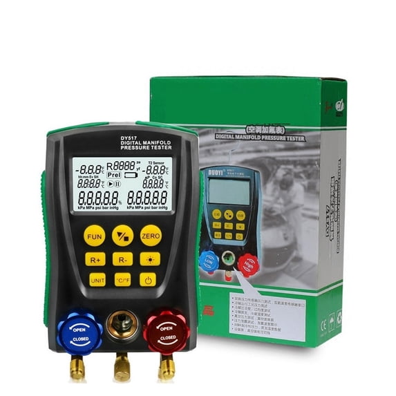DY517 Pressure Gauge Refrigeration Digital Vacuum Pressure Manifold Tester Refrigerant Meter Temperature Tester Test Repair Tool