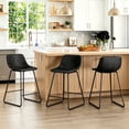 thumbnail image 1 of DYCANPO 24" Counter Height Bar Stools Set of 3, Black Faux Leather, 1 of 8