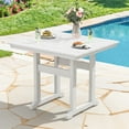 thumbnail image 1 of DYCANPO 35'' Outdoor Dining Table with Umbrella Hole, HDPS Square Patio Table, White, 1 of 7