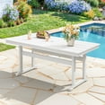 thumbnail image 1 of DYCANPO 66'' Outdoor Dining Table with Umbrella Hole, HDPS Rectangle Patio Table, White, 1 of 7
