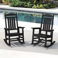 Jeco Black Resin Wicker Rocking Patio Chair Set of 2 - Outdoor Balcony ...